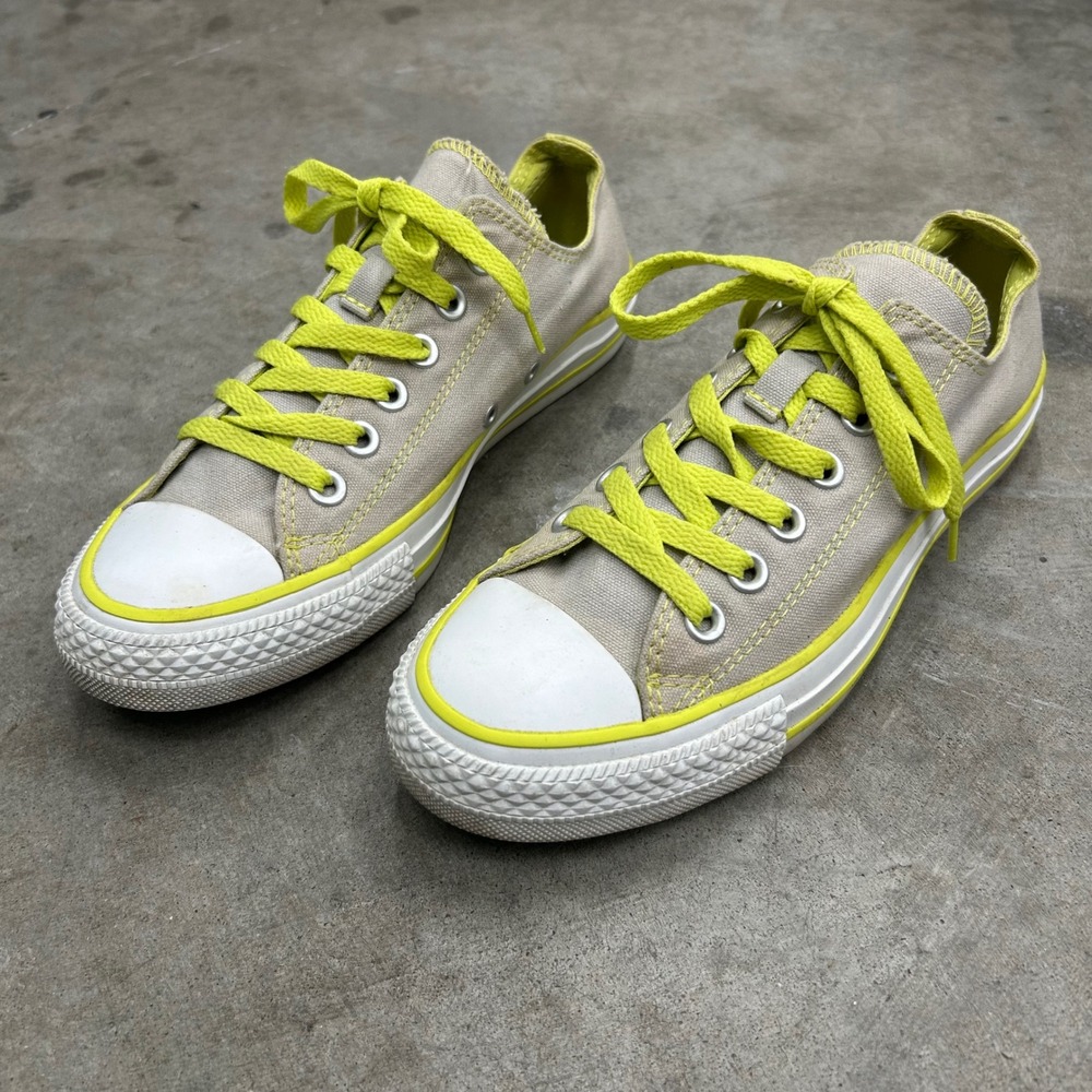 Converse Chuck Taylor All Star Low Tan Neon Yellow 542578F Womens 8 Sneakers